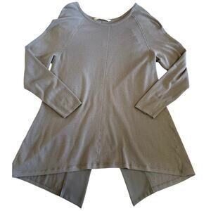 Soft Surroundings Open Back Long Sleeve Cozy Grey Relaxed Fit Tee Size Small (8)